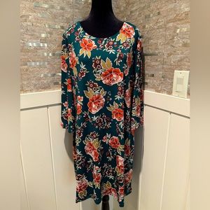 Racers Green Orange Floral Dress Tunic XL NEW NWOT